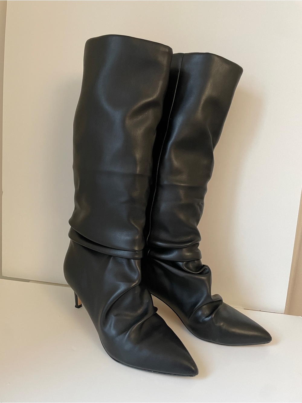 Marc Fisher Jarret Boot Black Slouchy Pointed-Toe Knee Faux leather - Women